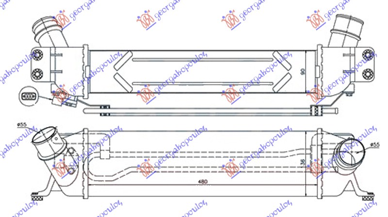 ΨΥΓΕΙΟ INTERCOOLER 2.5 TCi/CRDi ΠΕΤΡΕΛΑΙΟ (480x135x90)