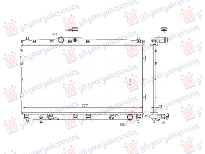 RADIATOR 2.4i PETROL - 2.5 TDCi DIESEL AUTOMATIC (435x775x16) (NRF)