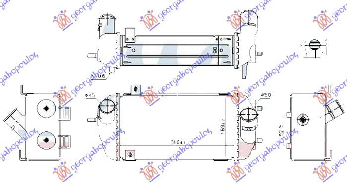 ΨΥΓΕΙΟ INTERCOOLER 1.6 GDi TURBO ΒΕΝΖΙΝΗ (340x190x90)