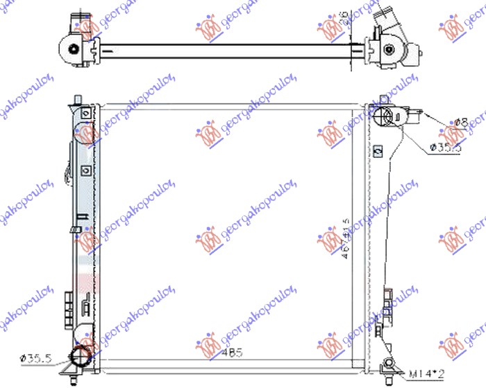 RADIATOR 1.6 GDi TURBO PETROL AUTOMATIC (490x470x26) (KOREAN)