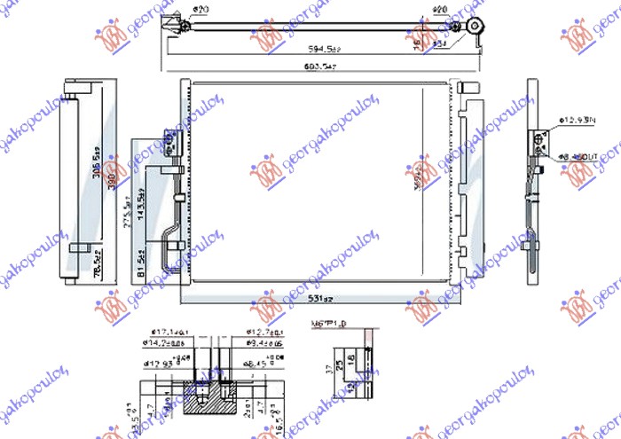 ΨΥΓΕΙΟ A/C 1.6 GDi TURBO ΒΕΝΖΙΝΗ - 1.7-2.0 CRDi ΠΕΤΡΕΛΑΙΟ (495x385x16) (ΤΣΕΧΙΑΣ)