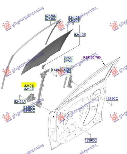 FRONT WINDOW REGULATOR (W/O MOTOR) (O)