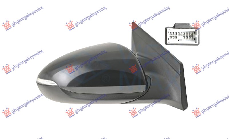 DOOR MIRROR ELECTRICAL HEATED FOLDABLE PRIMED (W/SIDE LAMP & FOOT LAMP) (10 PIN) (CONVEX) (A QYALITY)