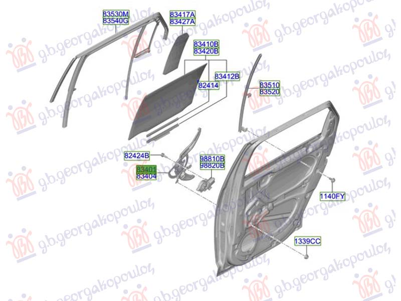 REAR WINDOW REGULATOR ELECTRICAL (W/O MOTOR) (O)