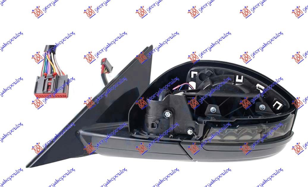 DOOR MIRROR (ONLY BODY) ELECTR. HEATED FOLDABLE (AUTO DIMMING) (W/S. LAMP SENSOR & MEMORY & BLIS) (18 PIN) (A QUAL