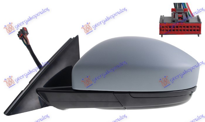 DOOR MIRROR ELECTRICAL HEATED PRIMED (W/SIDE LAMP LED & W/FOOT LAMP LED & SENSOR) (9 PIN) (A QUALITY) (CONVEX GLASS)