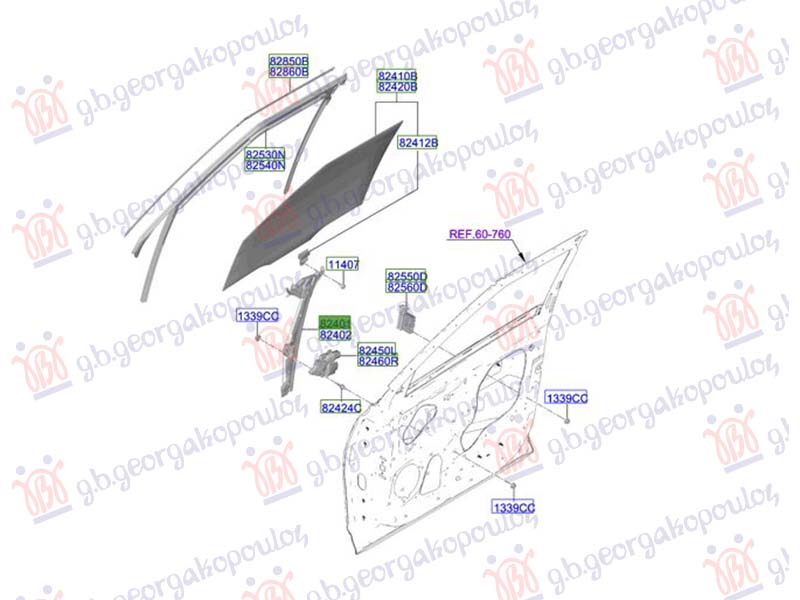 FRONT WINDOW REGULATOR ELECTRICAL (W/O MOTOR) (O)
