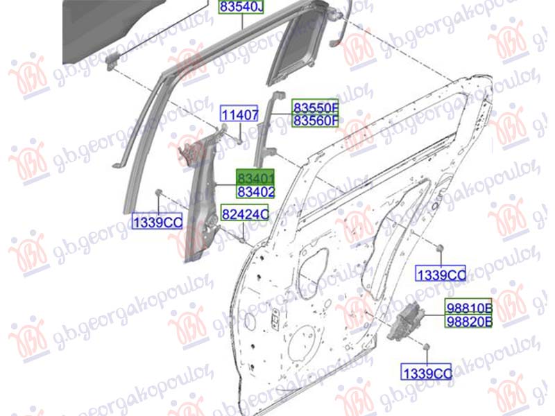 REAR WINDOW REGULATOR ELECTRICAL (W/O MOTOR) (O)