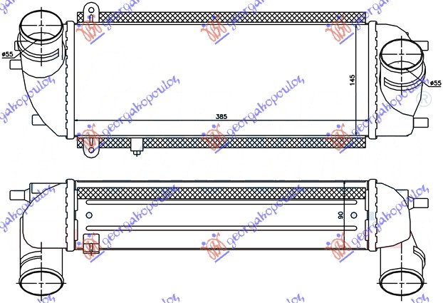 ΨΥΓΕΙΟ INTERCOOLER 2.0-2.2 CRDi (385x145x90)