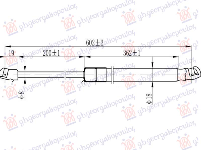 GAS SPRING TAIL GATE (602L-525N)