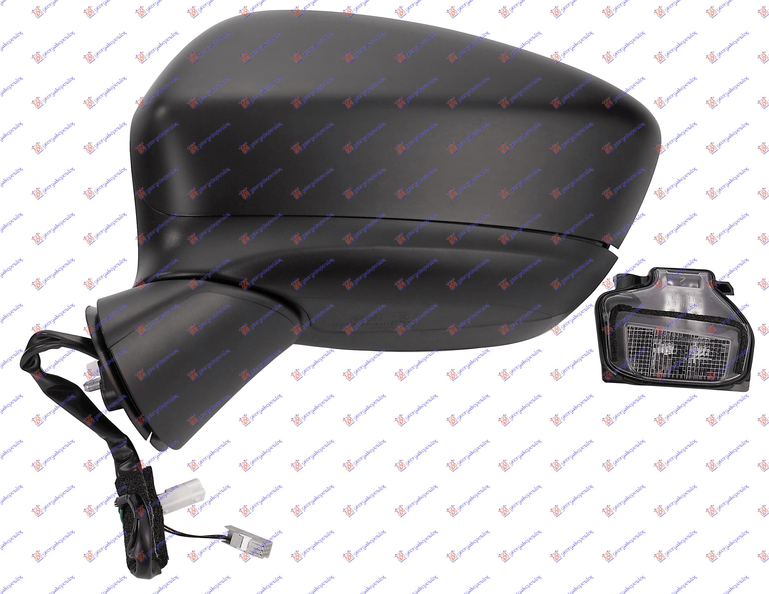 DOOR MIRROR ELECTRICAL HEATED FOLDABLE PRIMED (W/SIDE LAMP) -2015 (A QUALITY) (ASPHERICAL GLASS)