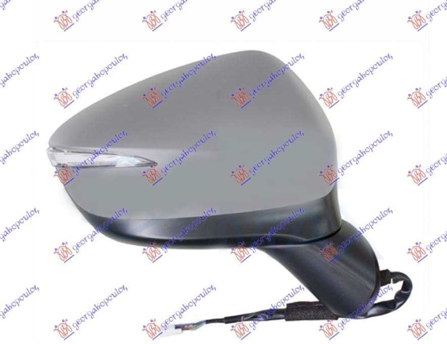 DOOR MIRROR ELECTRICAL HEATED FOLDABLE PRIMED (W/SIDE LAMP) (8 PIN) 2015- (A QUALITY) (CONVEX GLASS)