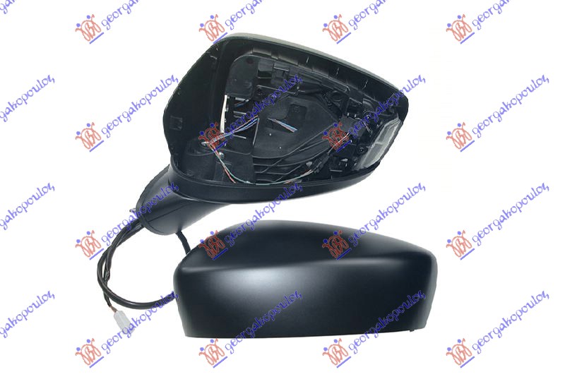 DOOR MIRROR ELECTRICAL HEATED FOLDABLE PRIMED (W/SIDE LAMP) (A QUALITY) -2017 (CONVEX GLASS)