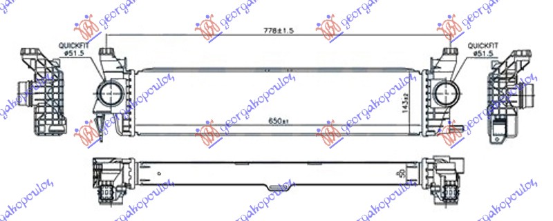 ΨΥΓΕΙΟ INTERCOOLER 1.6 (109/111 CDI) (650x143x50)