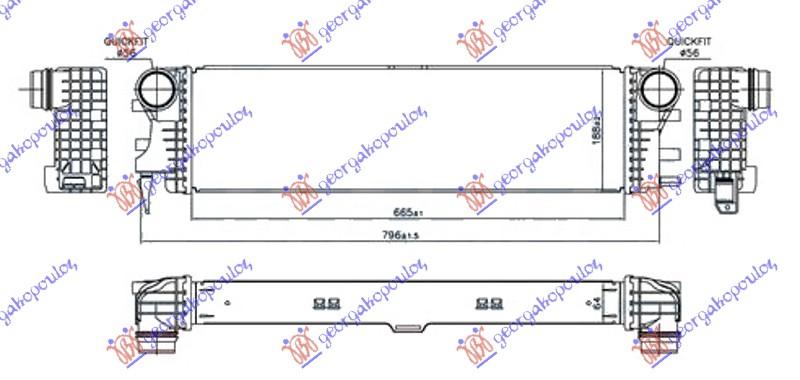 ΨΥΓΕΙΟ INTERCOOLER 2.2 (114/116/119 CDI/BLUETEC (665x188x64)