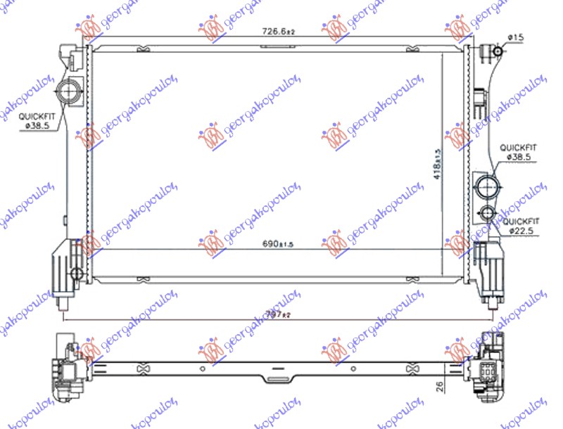 ΨΥΓΕΙΟ ΝΕΡΟΥ 2.2 (114/116/119 CDI/BLUETEC)  (690x418x26) ΠΕΙΡΟΙ ΚΑΤΩ