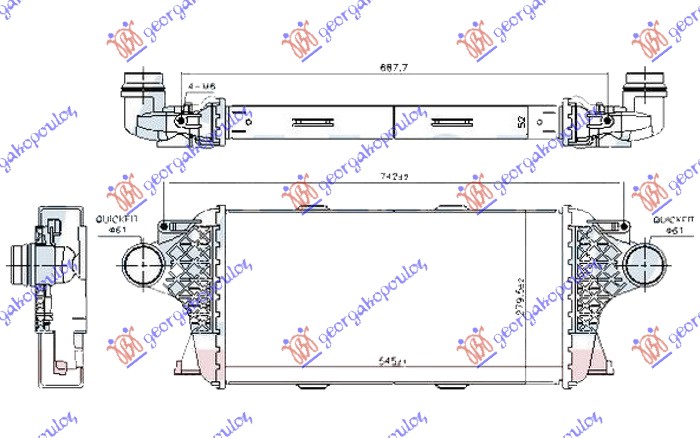 ΨΥΓΕΙΟ INTERCOOLER 3.0 ΠΕΤΡΕΛΑΙΟ (545x280x50)