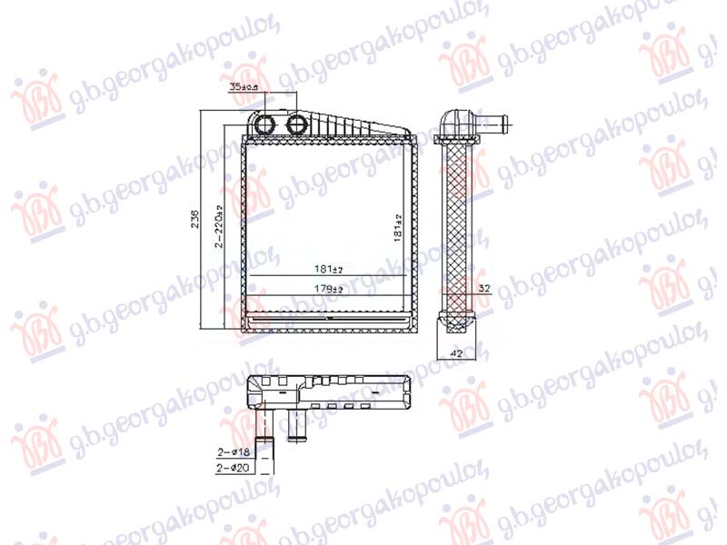 HEATER RADIATOR (REAL PART) (180x171) (NISSENS)