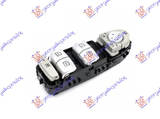DOOR/MIRROR SWITCH FRONT (Black base/Silver bouton) (Red light) (Quatern) (3pin)