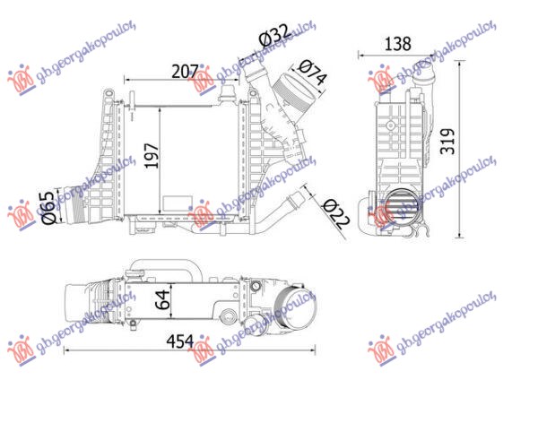 RADIATOR INTERCOOLER 1.5-2.0 PETROL-HYBRID (207x197) (MAHLE BEHR PREMIUM LINE)