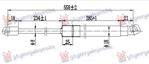 GAS SPRING TAIL GATE (558L-340N) (MARELLI)