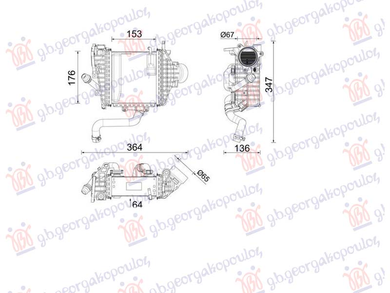 ΨΥΓΕΙΟ INTERCOOLER 2.0 ΠΕΤΡΕΛΑΙΟ (153x176) (MAHLE BEHR PREMIUM LINE)