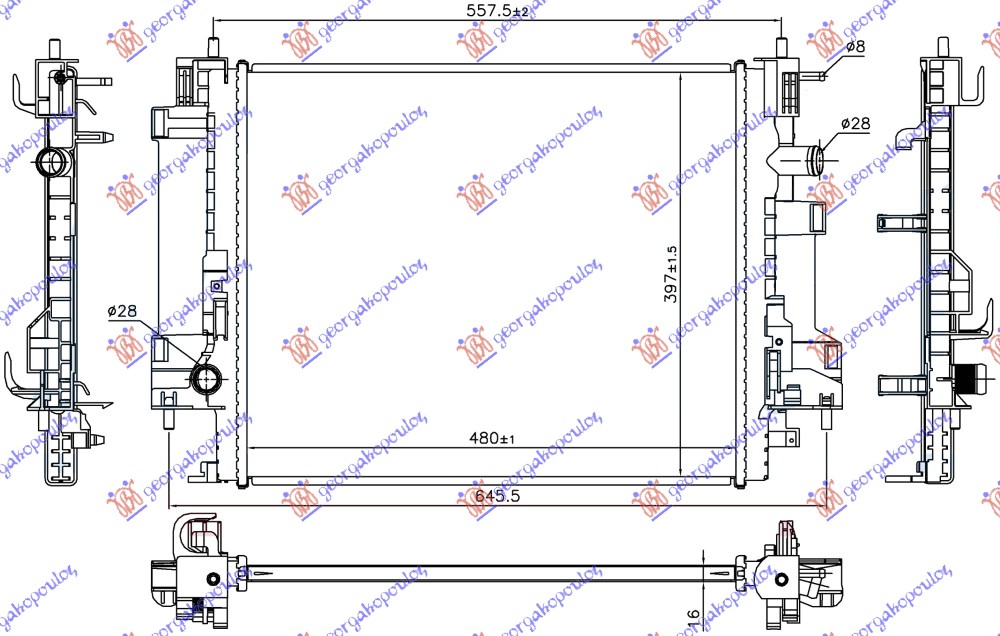 ΨΥΓΕΙΟ ΝΕΡΟΥ 0.9 TURBO / 1.0 12v ΒΕΝΖΙΝΗ-ELECTRIC(480x397x16)