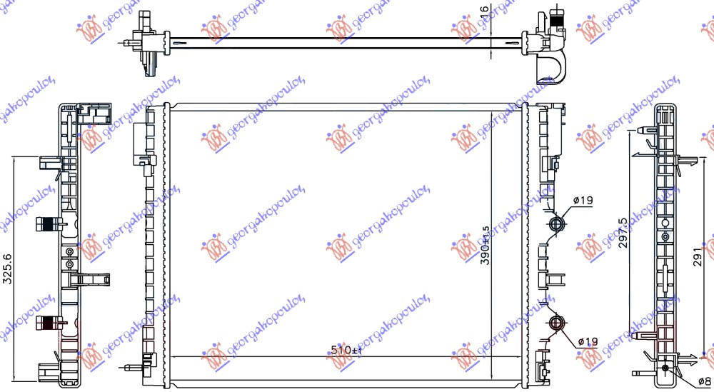 ADDITIONAL RADIATOR 0.9 TURBO PETROL (510x390x16) (KOYO)