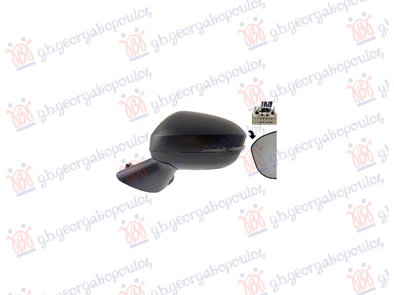 DOOR MIRROR ELECTRICAL HEATED PRIMED (W/SIDE LAMP & BLIS) (7Pin) (A QUALITY) (FLAT GLASS)