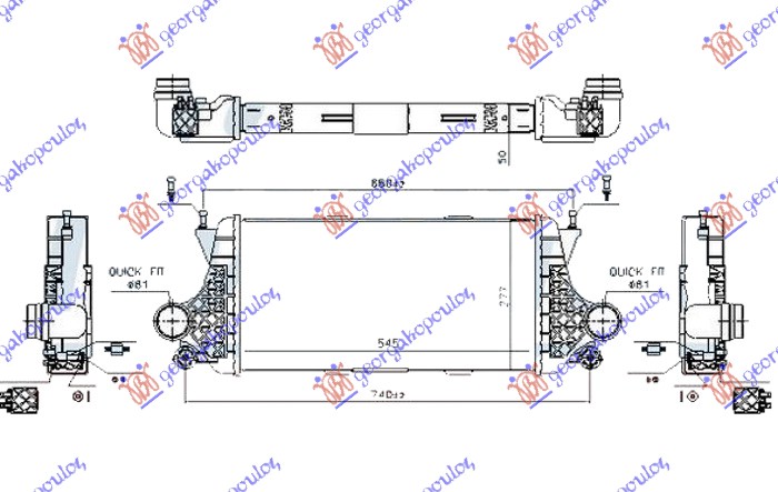 RADIATOR INTERCOOLER 2.2 DIESEL (545x277x50)