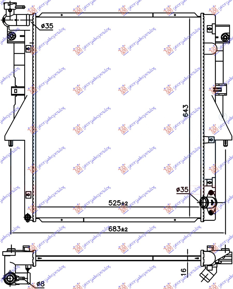 RADIATOR 2.4 DI-D DIESEL (525x669x16) (4N15)