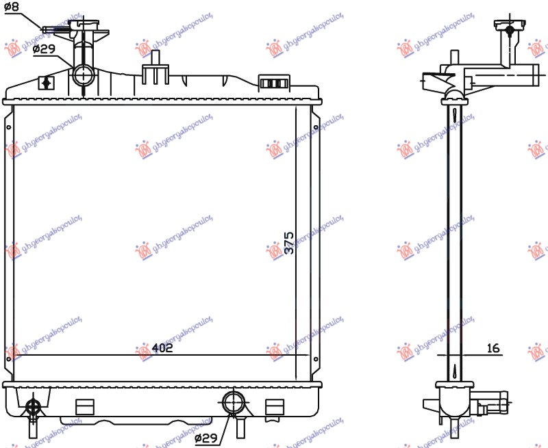 ΨΥΓΕΙΟ ΝΕΡΟΥ 1.0-1.2 ΒΕΝΖΙΝΗ ΜΗΧΑΝΙΚΟ (375x395x16) (KOYO)