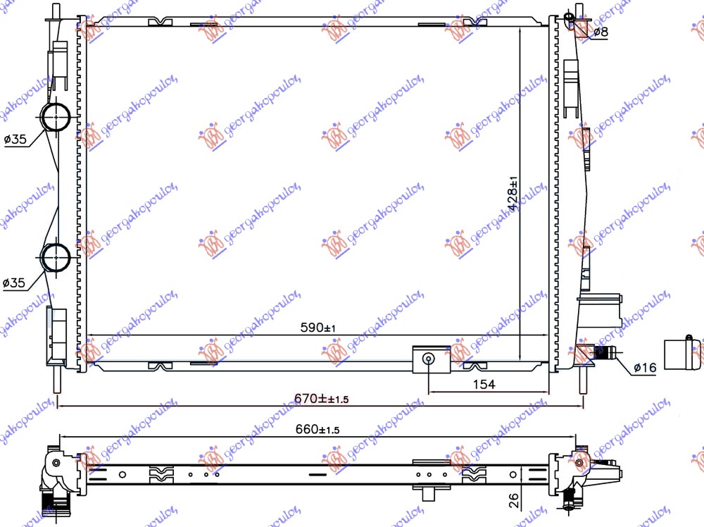 ΨΥΓΕΙΟ ΝΕΡΟΥ 2.0 Dci 10- (590x428x26) ΜΕ/ΧΩΡΙΣ ΣΩΛΗΝΑΚΙ