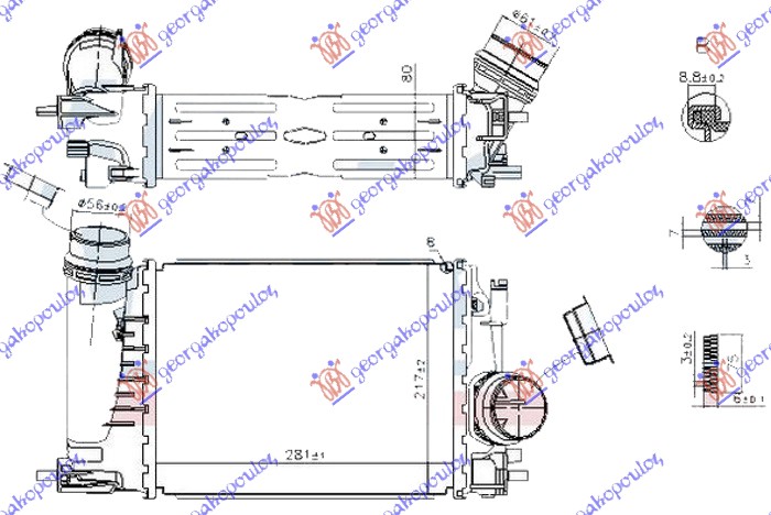 ΨΥΓΕΙΟ INTERCOOLER 1.3 DiG-TURBO ΒΕΝΖΙΝΗ (280x220x80)