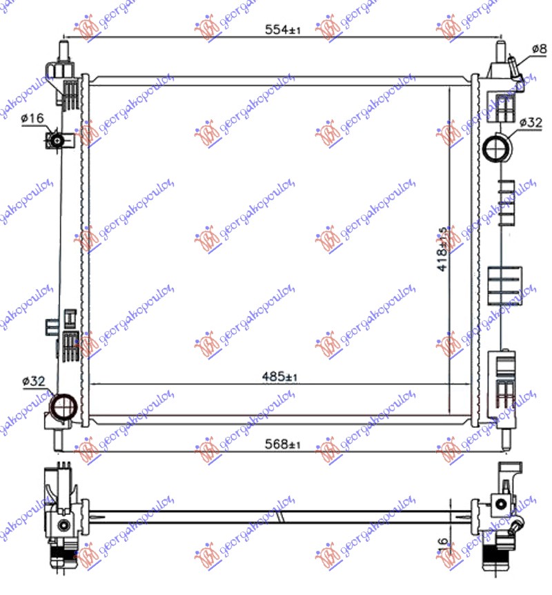 RADIATOR 1.5 DCi DIESEL -13 (485x418x16)