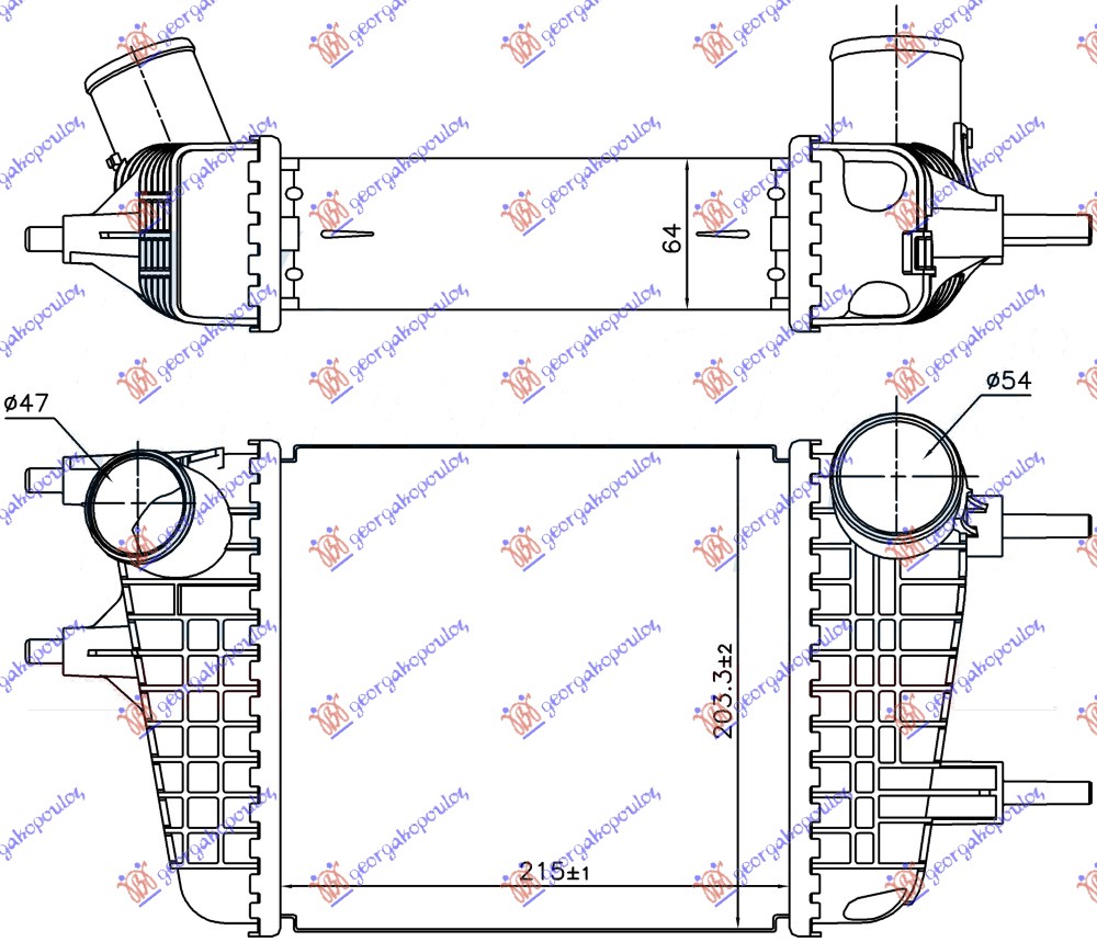 ΨΥΓΕΙΟ INTERCOOLER 1.2 DIG BENZINH (215x203x64)