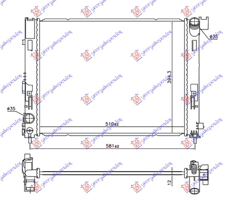 ΨΥΓΕΙΟ ΝΕΡΟΥ 0.9 IG-T ΒΕΝΖΙΝΗ - 1.5 dCi ΠΕΤΡΕΛΑΙΟ (510x395x12)