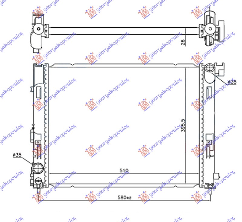 ΨΥΓΕΙΟ ΝΕΡΟΥ 1.0i - 1.3 DIG-TURBO ΒΕΝΖΙΝΗ (510x395x26)