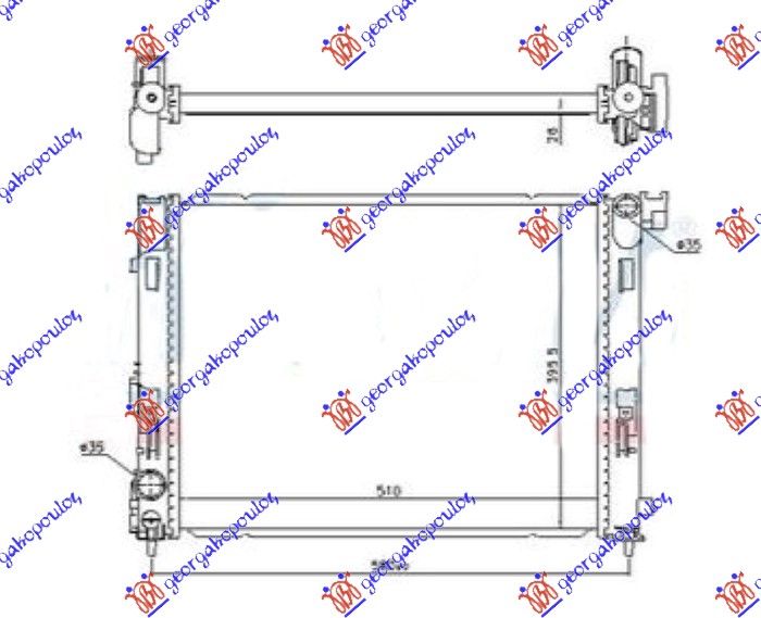 ΨΥΓΕΙΟ ΝΕΡΟΥ 1.0i - 1.3 DIG-TURBO ΒΕΝΖΙΝΗ (510x395x26) (KOYO)