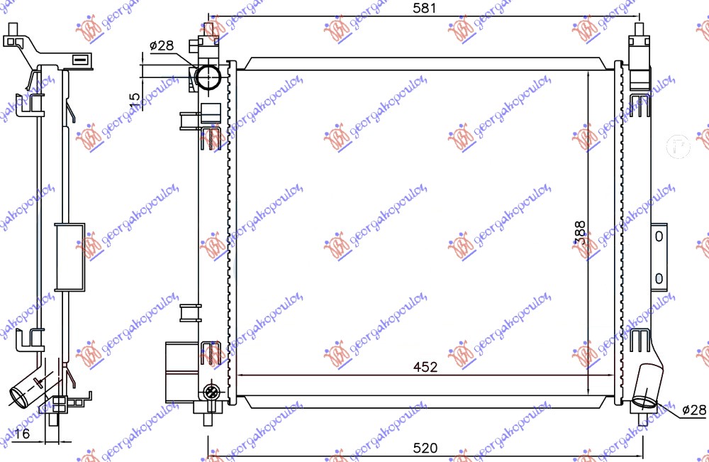 ΨΥΓΕΙΟ ΝΕΡΟΥ 1.2 DIG ΒΕΝΖΙΝΗ ΜΗΧΑΝΙΚΟ (450x390x16) (KOYO)