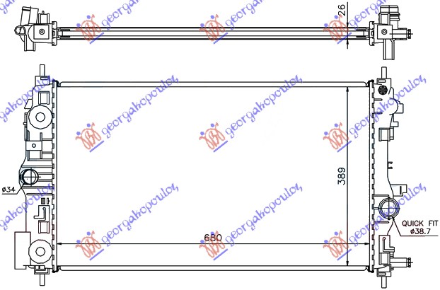 RADIATOR 1.7-2.0 DIESEL (68x39,5)