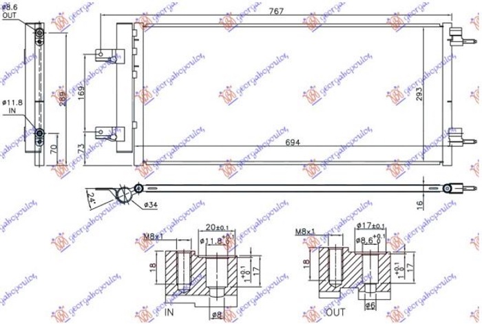 CONDENSER FOR ALL MODELS PETROL/DIESEL TURBO (640x290x16) (KOYO)