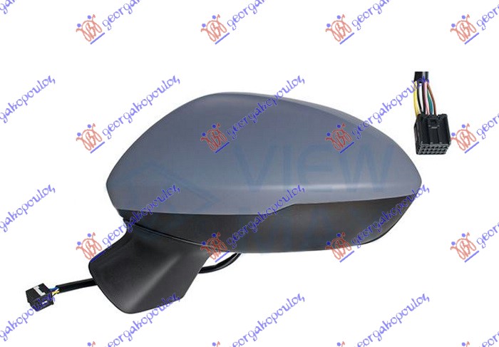 DOOR MIRROR ELECTRICAL HEATED FOLDABLE PRIMED (W/BLIS) (9 PIN) (A QUALITY) (ASPHERICAL GLASS)