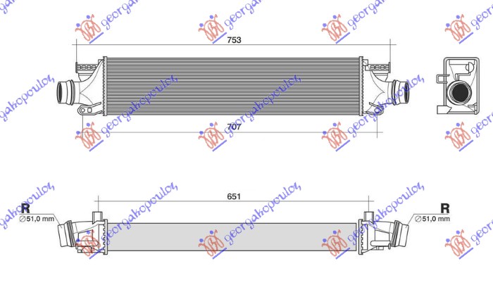 ΨΥΓΕΙΟ INTERCOOLER 1.4i 16V TURBO LUV (600x124x64)