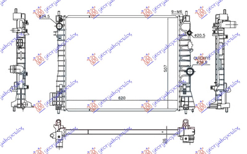 ΨΥΓΕΙΟ ΝΕΡΟΥ 1.7 DTi/CDTi ΜΗΧΑΝΙΚΟ ΠΕΤΡΕΛΑΙΟ (620x510x26)