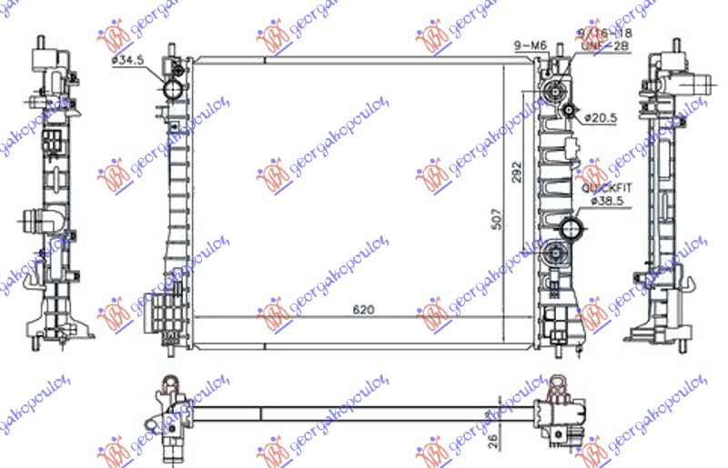 ΨΥΓΕΙΟ ΝΕΡΟΥ 1.7 DTi/CDTi ΑΥΤΟΜΑΤΟ ΠΕΤΡΕΛΑΙΟ (620x510x26)