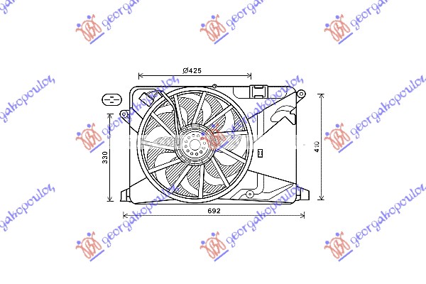 ΒΕΝΤΙΛΑΤΕΡ ΨΥΓΕΙΟΥ ΚΟΜΠΛΕ (ΜΟΝΟ) 1.4i 16v ΤURBO (430mm) (4pin)