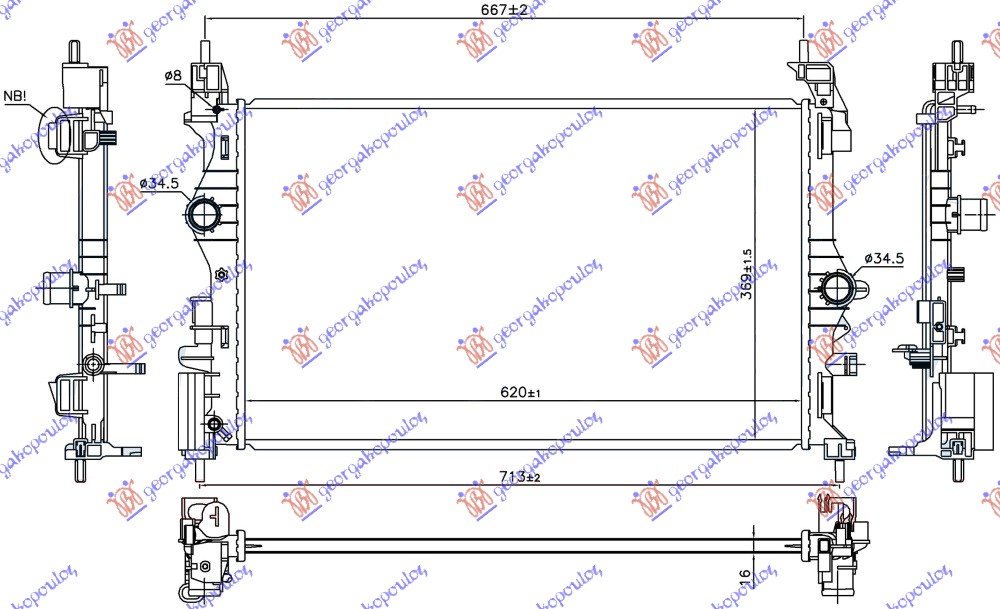 RADIATOR 1.4 TURBO PETROL MANUAL (620x369x16) (NRF)
