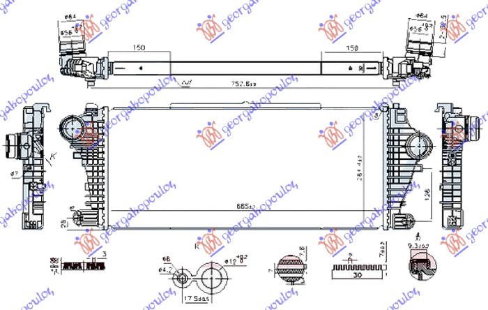 ΨΥΓΕΙΟ INTERCOOLER 1.6-2.0 CDTi ΠΕΤΡΕΛΑΙΟ (665x285x32)