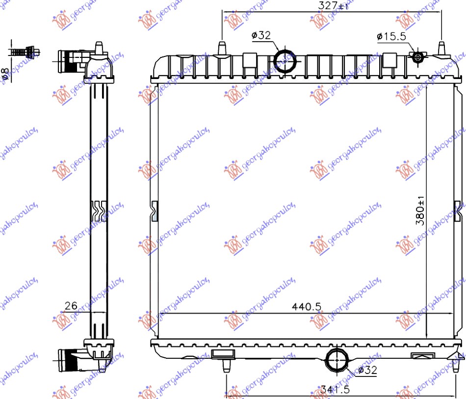 RADIATOR 2.0 Hdi HYBRID DIESEL (380x440x26) (NRF)